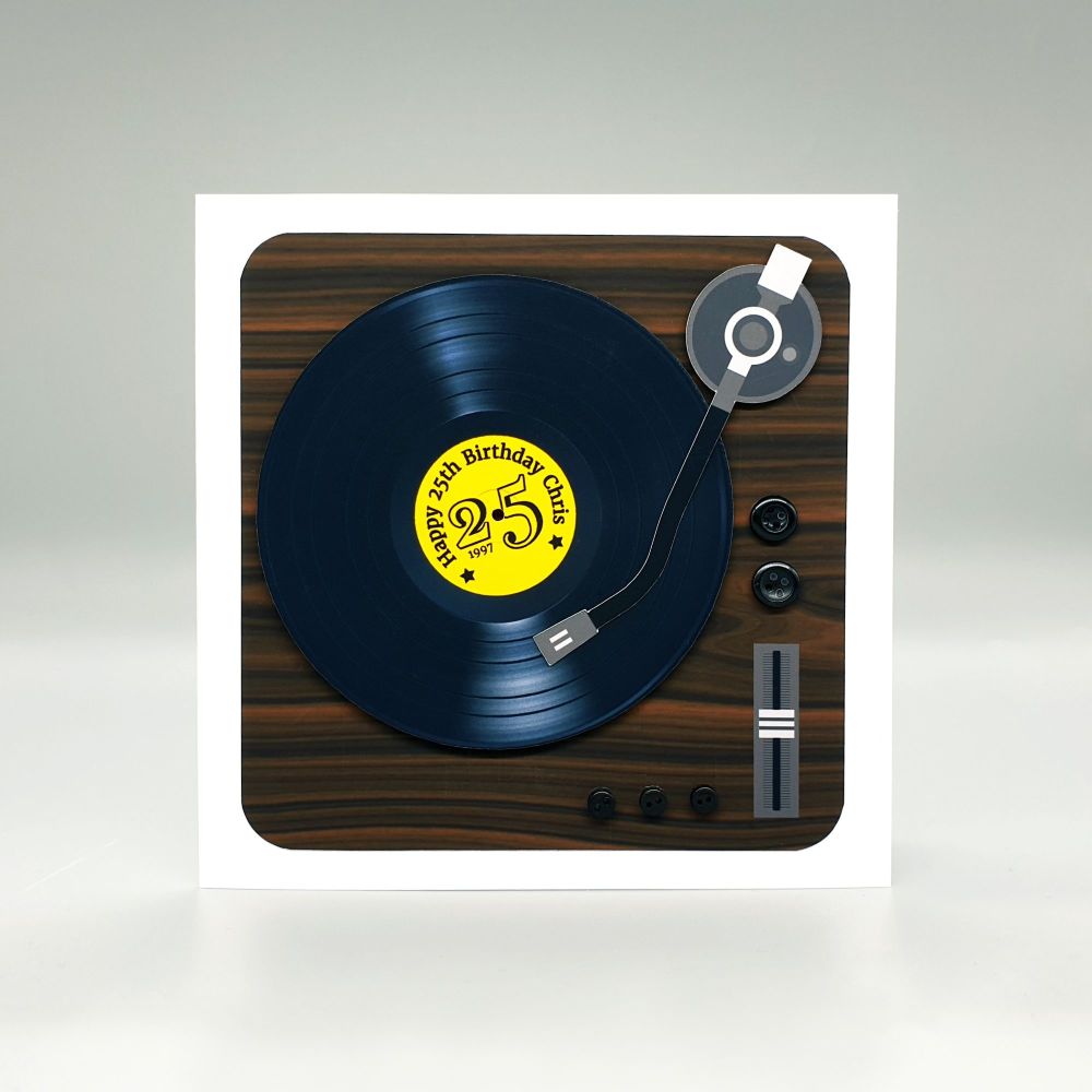 Personalised Record Player Birthday Card