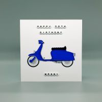Personalised Electric Blue Lambretta Scooter Birthday Card