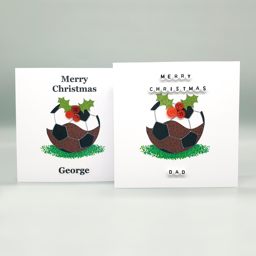 Personalised Christmas Pudding Football Card