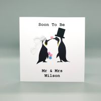 Personalised Love Penguins Engagement Card