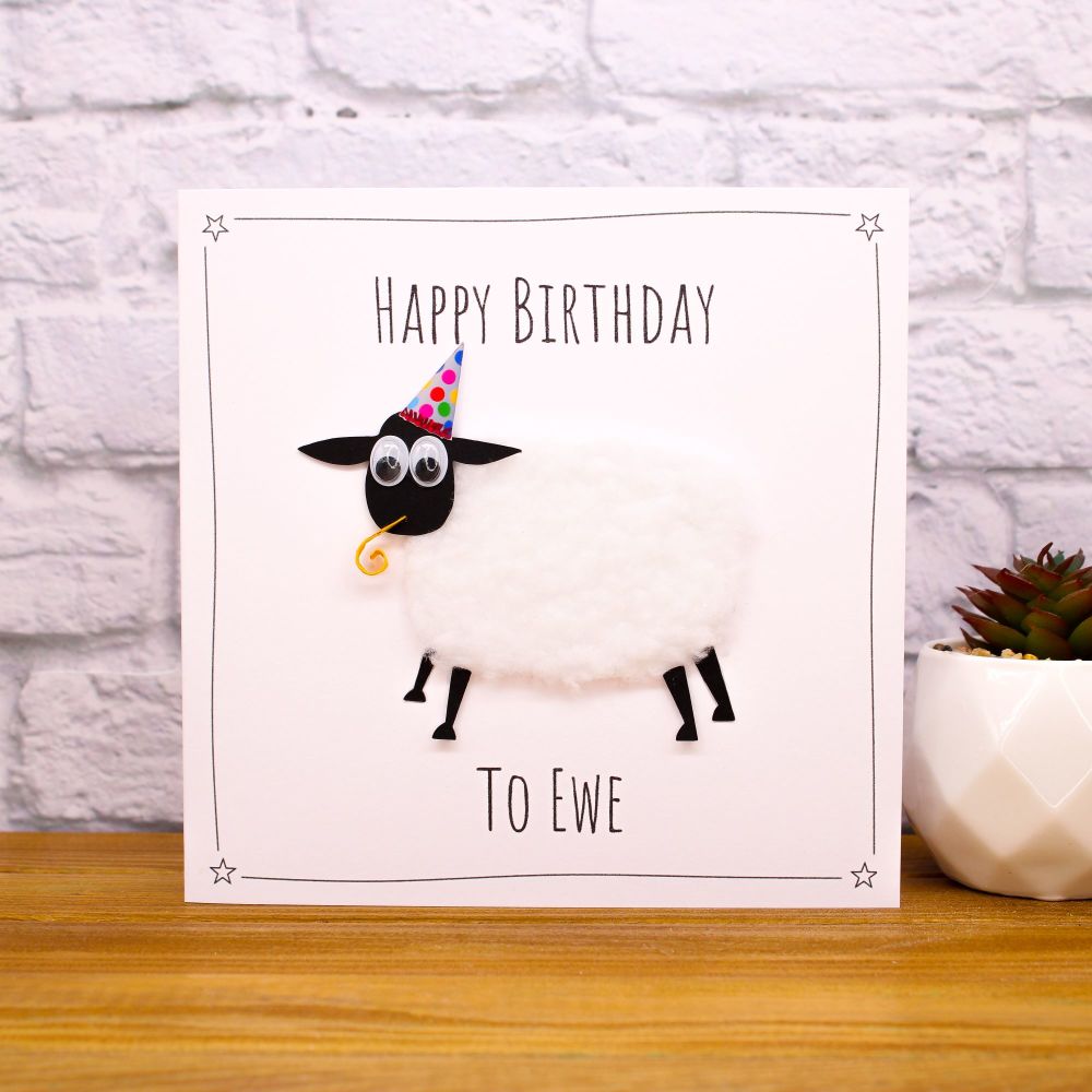 Personalised Woolly Sheep Square Birthday Card