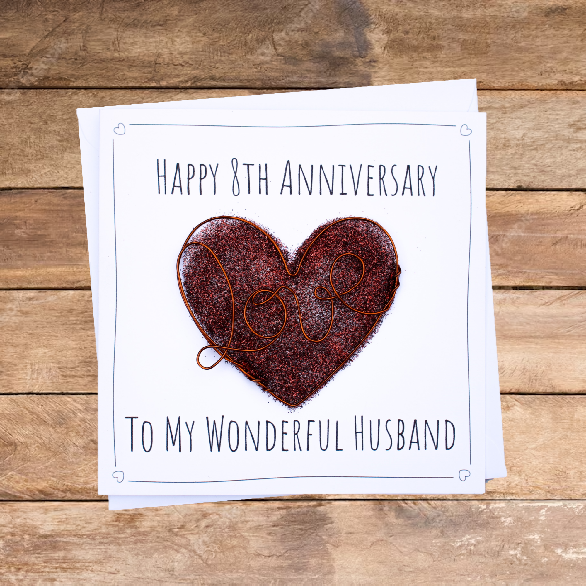Bronze Heart 8th Anniversary Card