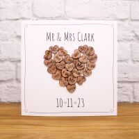 Personalised Wooden Hearts  Wedding Card