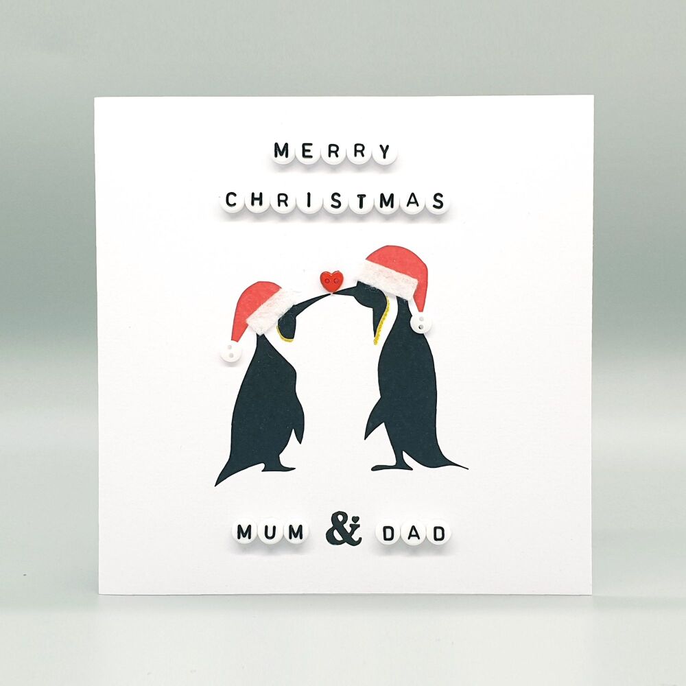 Personalised Love Penguins Christmas Card