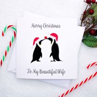 Personalised Love Penguins Christmas Card