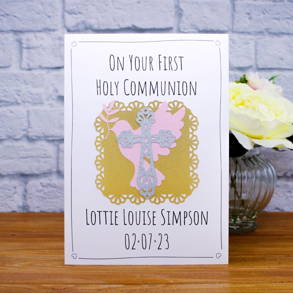Personalised Dove & Cross Tall Card