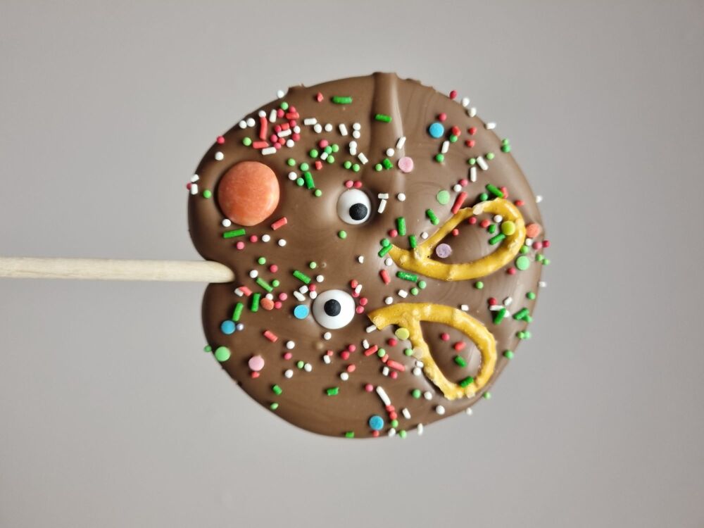 Handmade Belgian Milk Chocolate Gingerbread Man Giant Lollipop