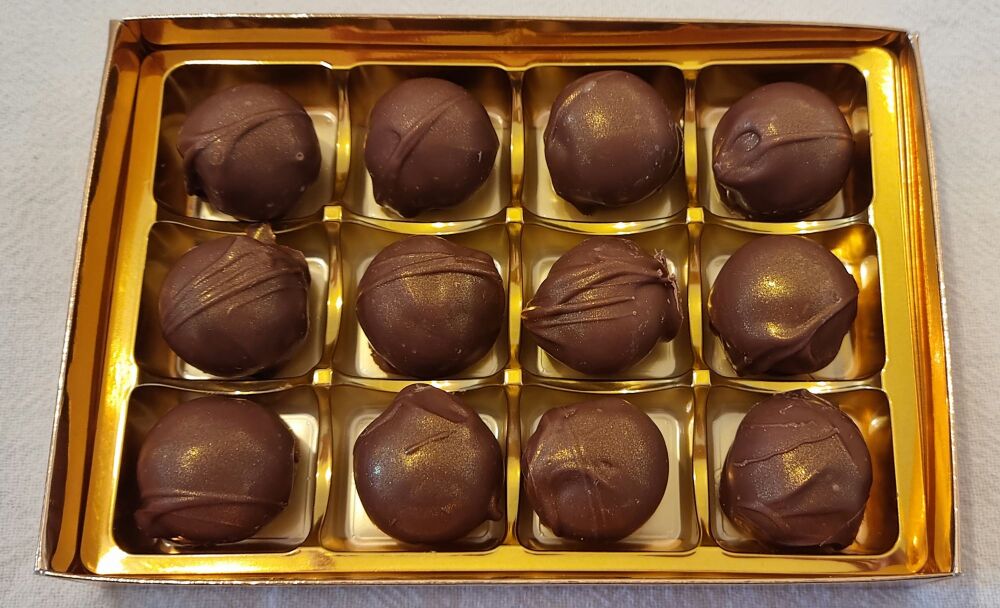 Handmade Belgian Marc de Champagne Milk Chocolate Truffles - Box of 12