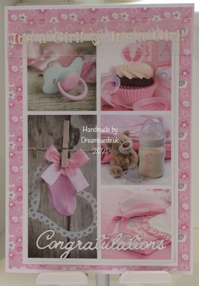 New Product A5 New Baby Girl card.