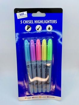 Pastel Chisel Tip Highlighters - Pack of 5