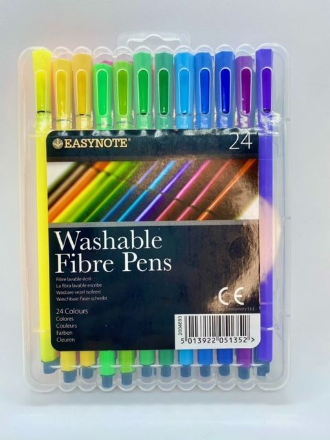 Assorted Washable Fibre Pens - 24 pack