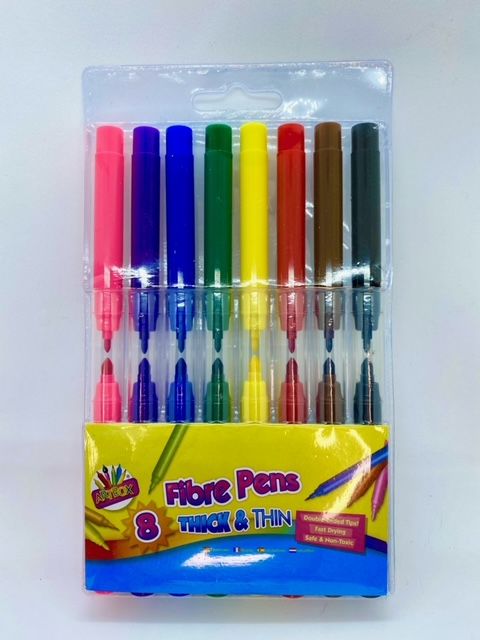 Thick & Thin Fibre Pens - Pack of 8