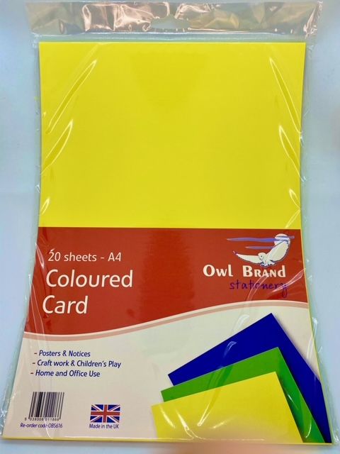 A4 Coloured Card - 20 Sheets
