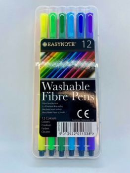 Assorted Washable Fibre Pens - 12 pack