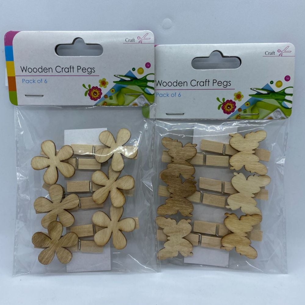 Pack of 6 Wooden Craft Pegs