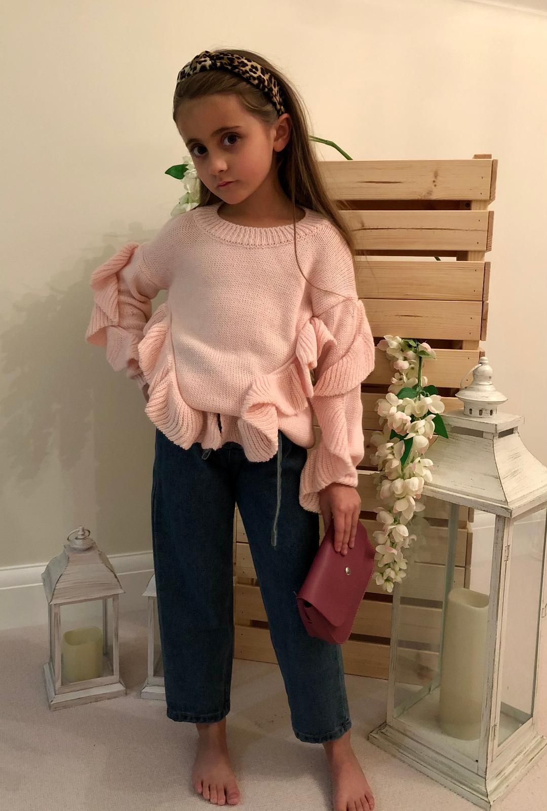 Knitted Frill Sleeve Jumper