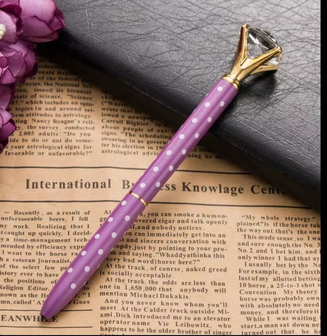 Purple Spotty Biro - Crystal Pen