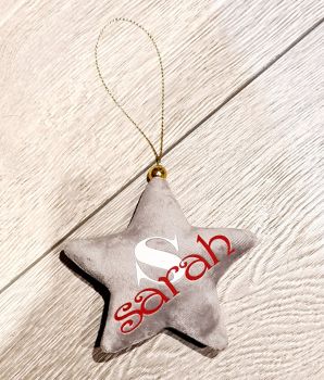 Star Decoration - Grey - with personalisation.
