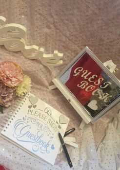 Please Sign Our Guestbook - 12x12 white wedding guestbook