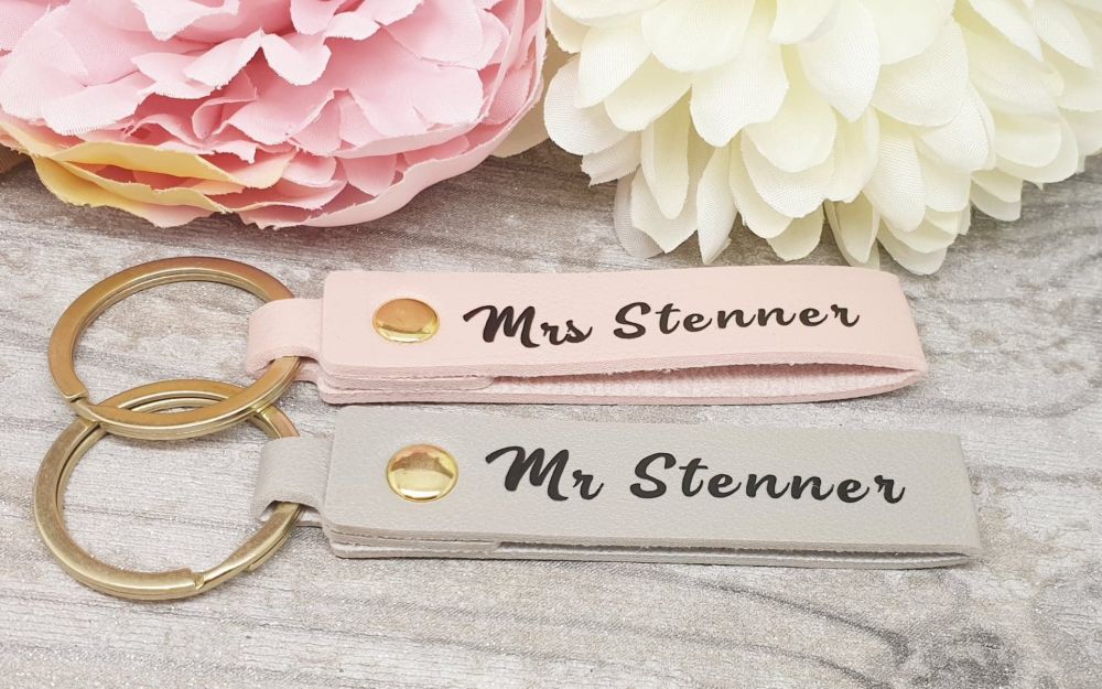 Faux Leather Personalised Name Keyring 