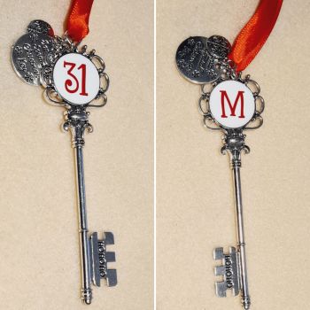Santa Special Christmas Key - Personalised with initial and house door number 