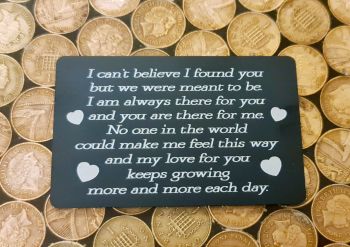 I can't believe i found you ... Quote Wallet Card - Perfect for Valentines Gift