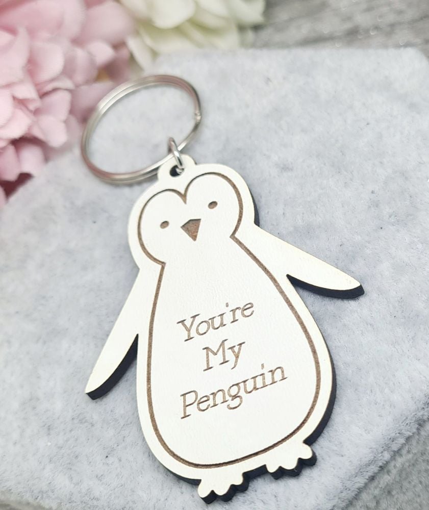 You're My Penguin Keyring - White Hardboard