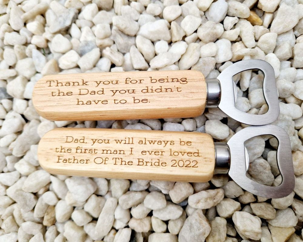 Wooden Bottle Opener - Engraved with your choice of wording. 