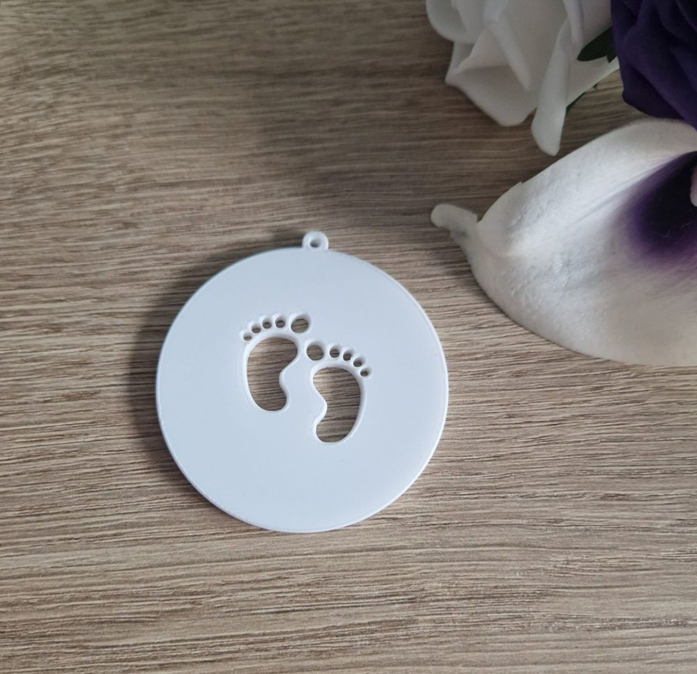 Round Acrylic Blank - footprints cutout