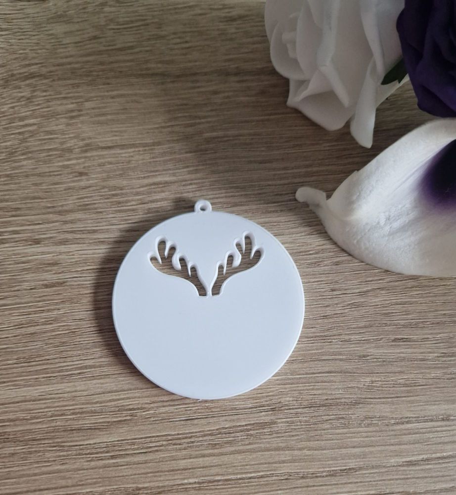 Round Acrylic Blank - reindeer antlers cutout