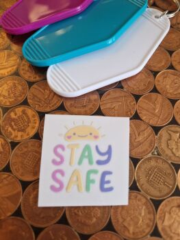 Motel Keyring Decal - Stay Safe (pastel)