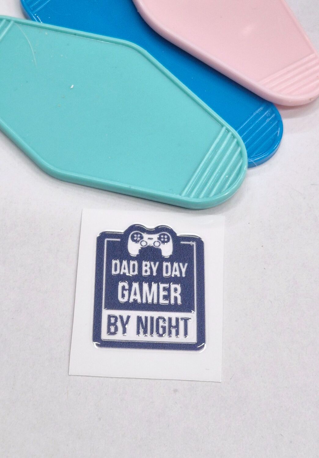 Motel Keyring Decal - Dad by day, Gamer by night