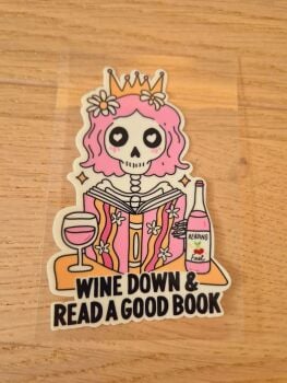 Decal - Wine down & read a good book