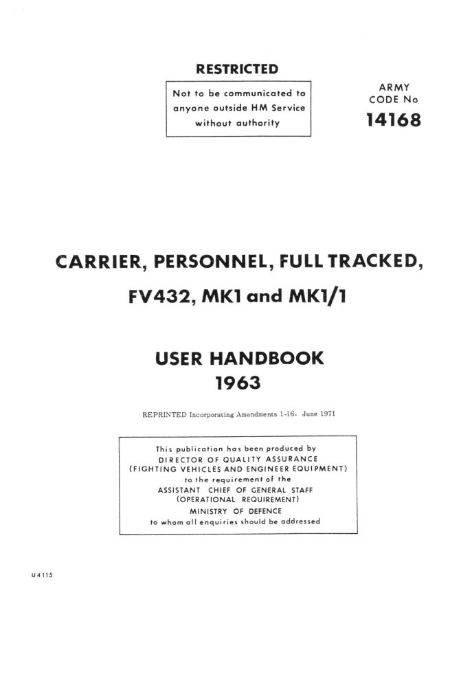 FV432 Mk. 1, 1/1 User Handbook