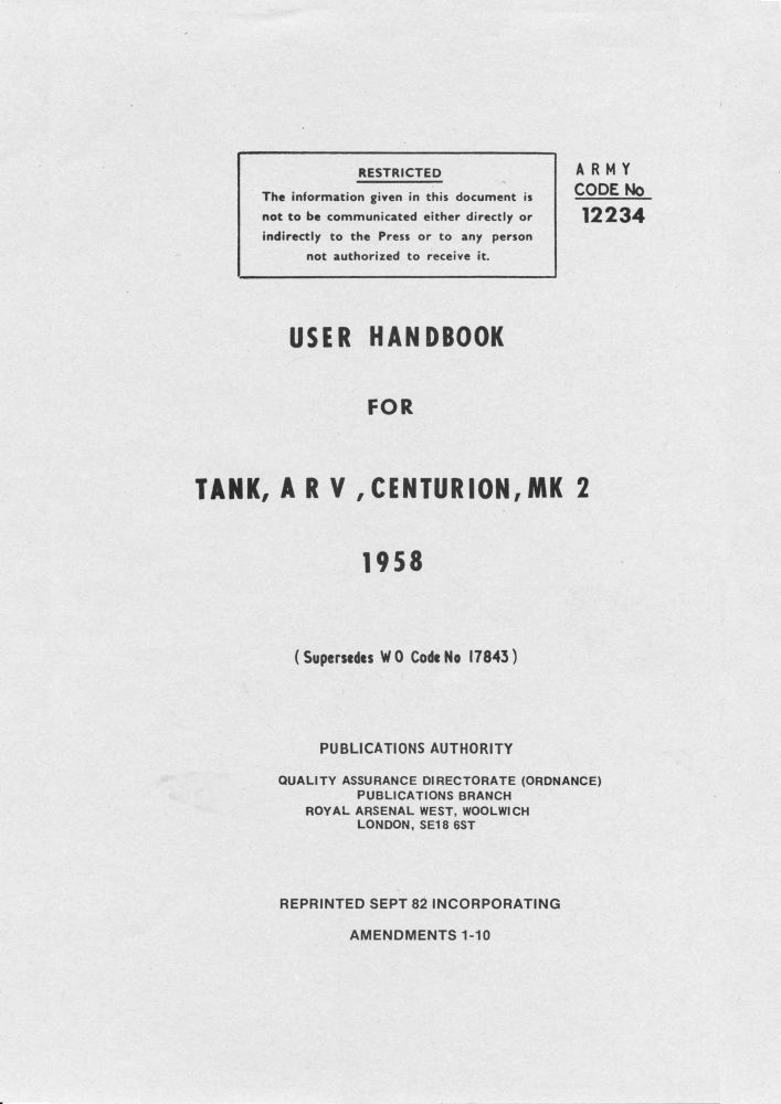 Centurion Mk 2 ARV User Handbook
