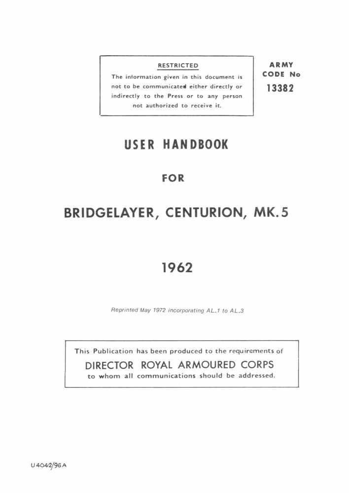 Centurion Mk 5 Bridgelayer User Handbook