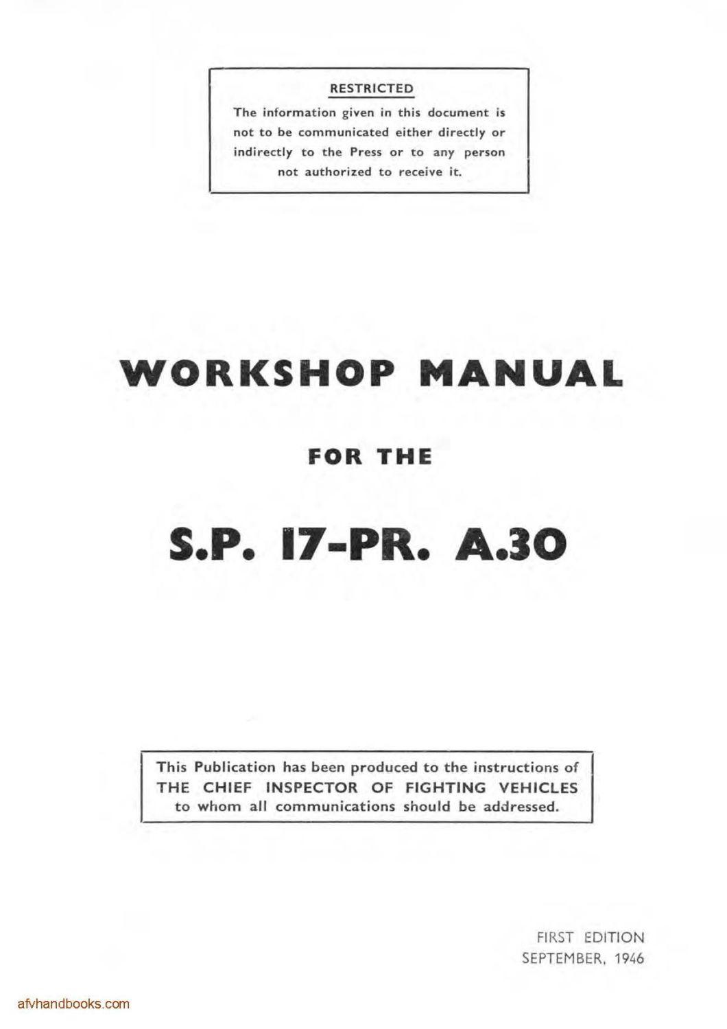 Cromwell SP 17-pdr A30 (Avenger) Workshop Manual