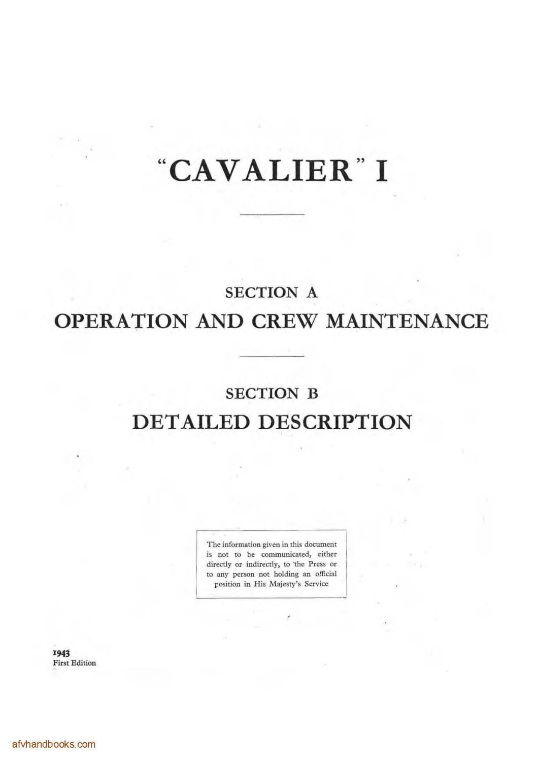 Cruiser Tank Mk VII 'Cavalier' (A24) Instruction Book