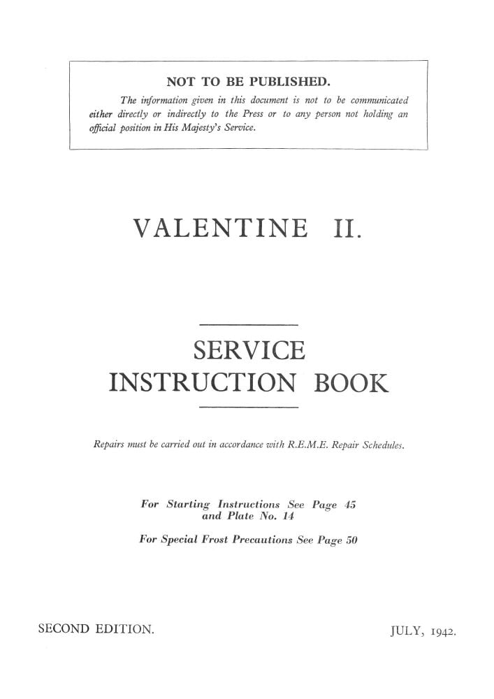 Valentine II Service Instruction Book