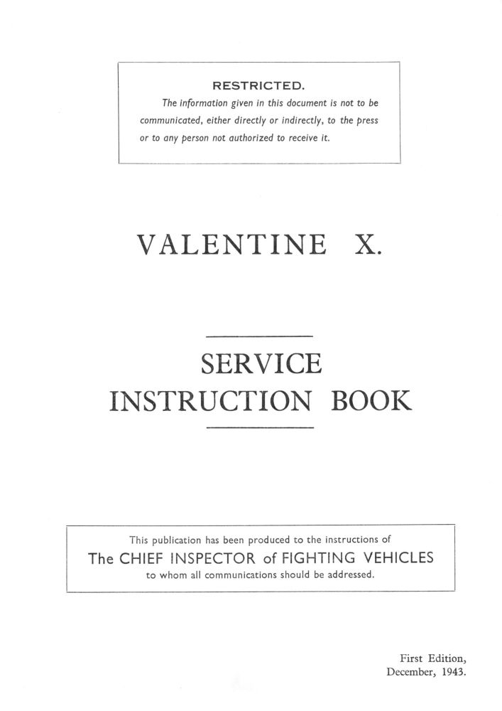 Valentine X Service Instruction Book