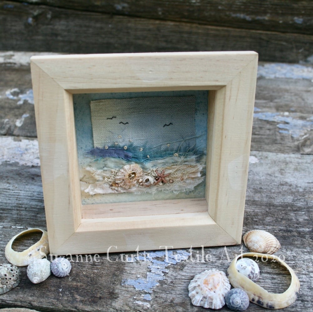 Small Framed Textile Art - Seashore 1