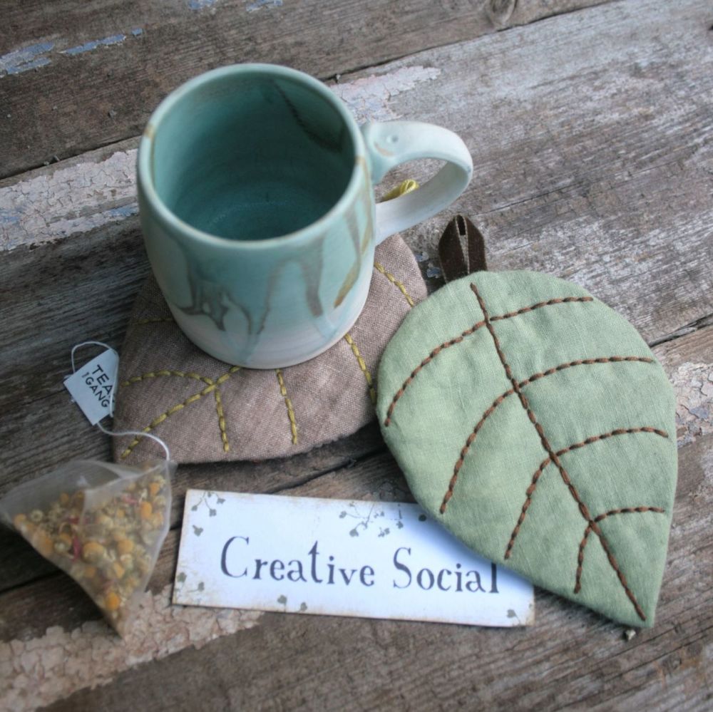 November 2023 Creative Social Group - Linen Leaf Coasters