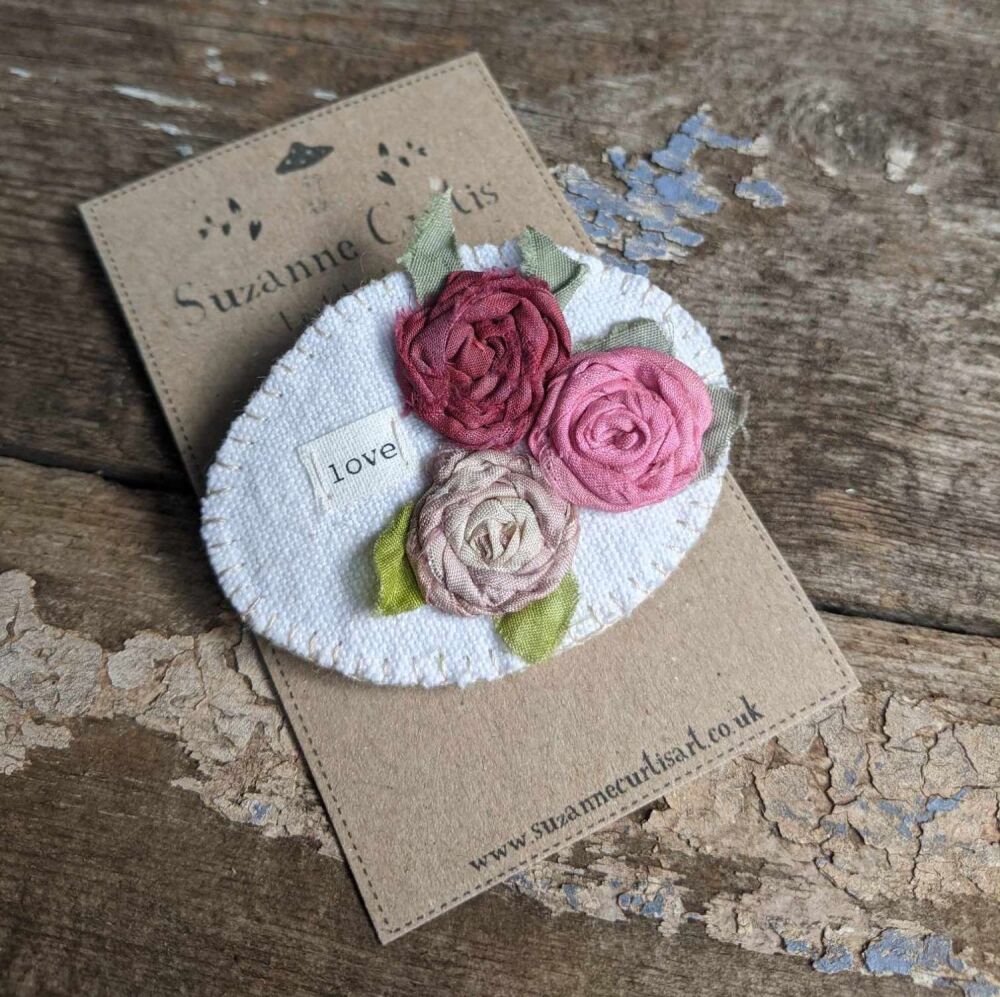 Sari Silk Rose Brooch C
