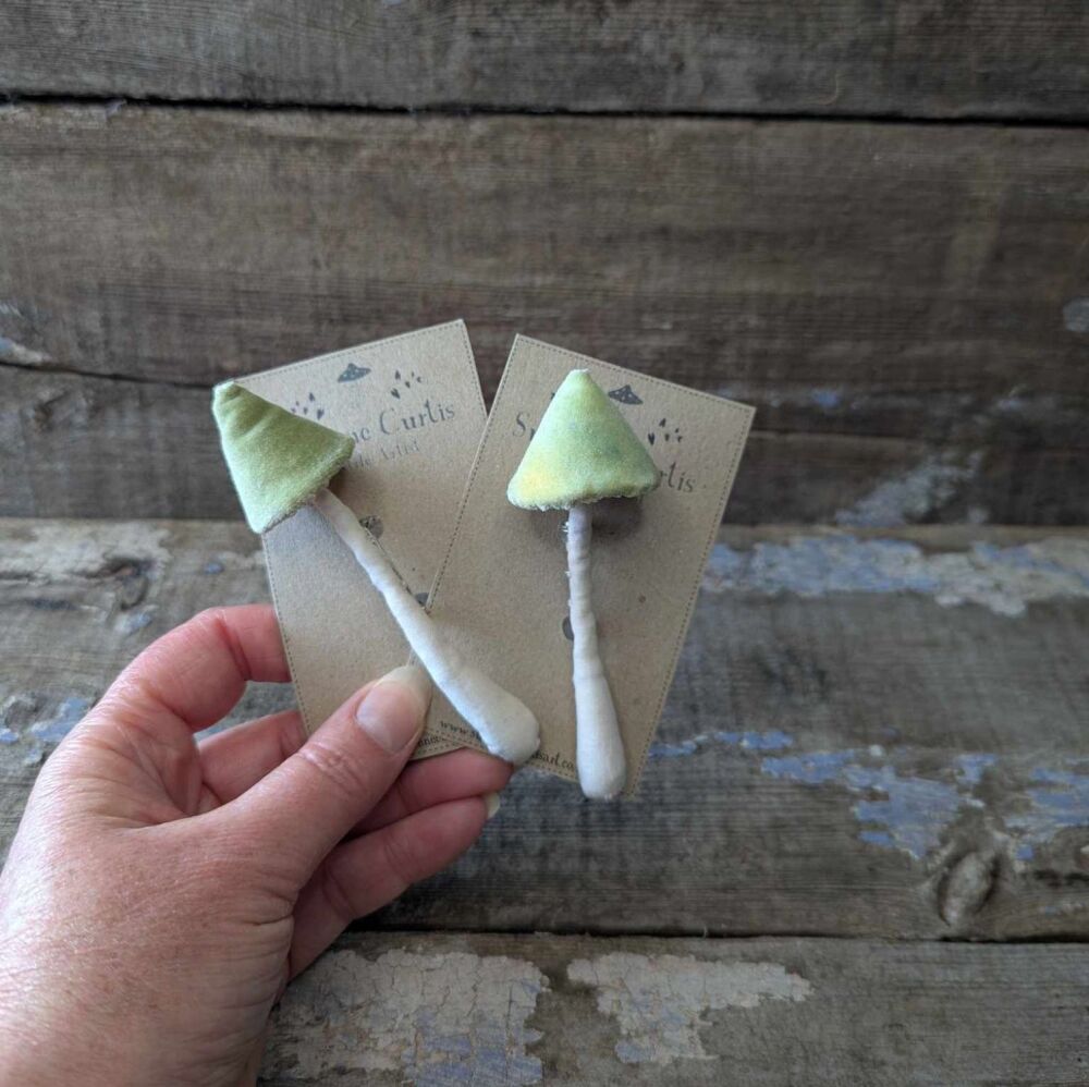 Whimsical Green Toadstool Brooch