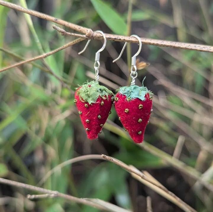 Velvet Strawberry Earrings