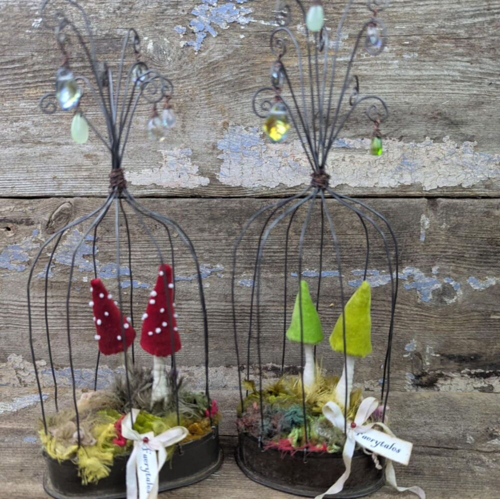 Velvet Toadstools in Birdcage