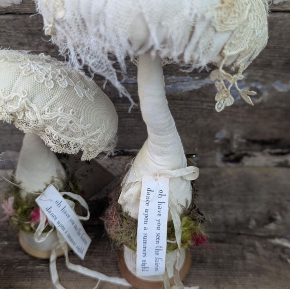 Velvet toadstool on vintage cotton spool 3