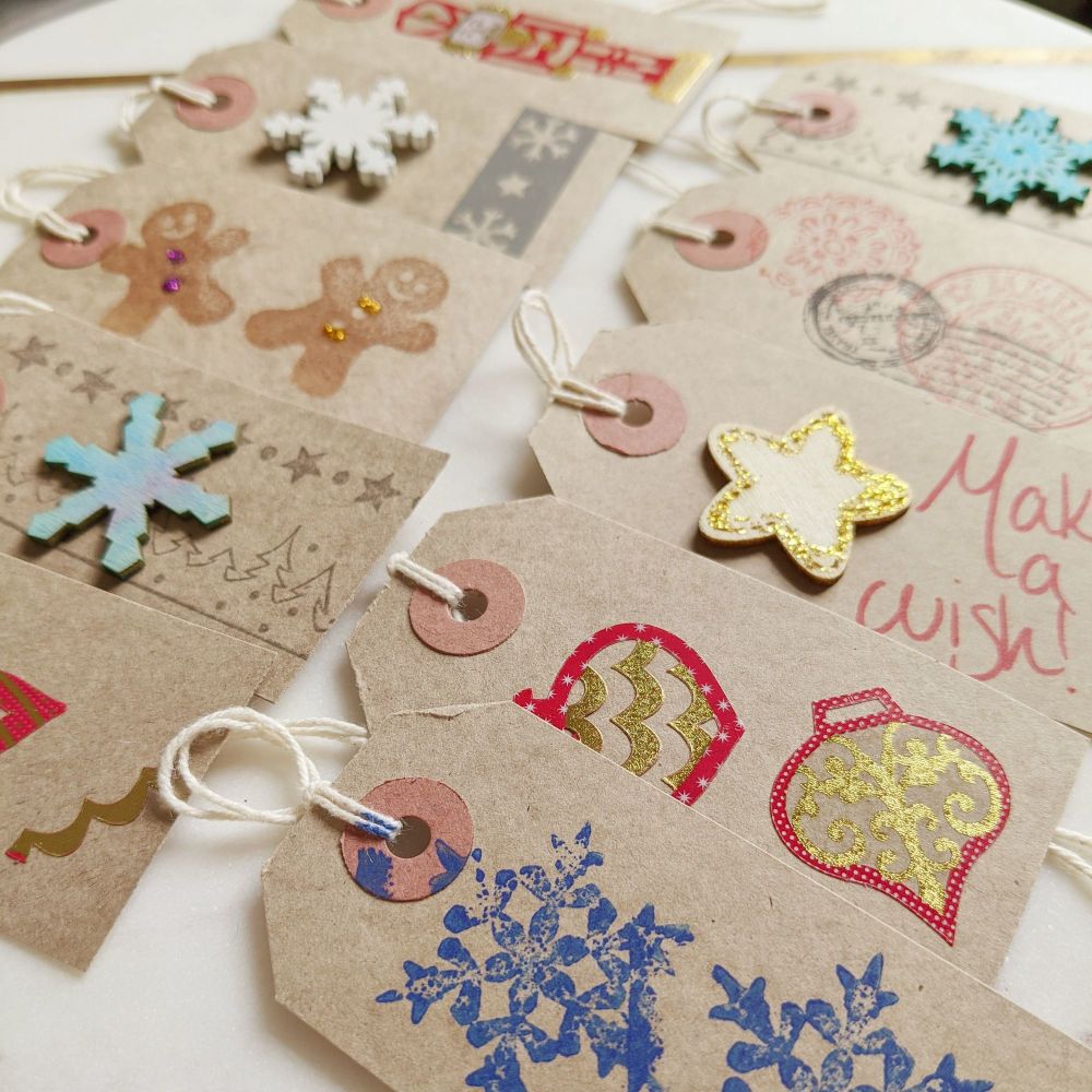 Hand Decorated Christmas gift tags (set of 10)