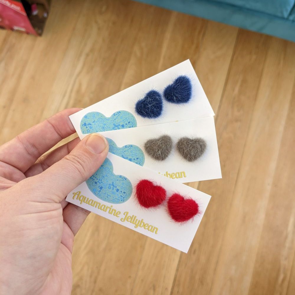 Large fluffy heart earrings