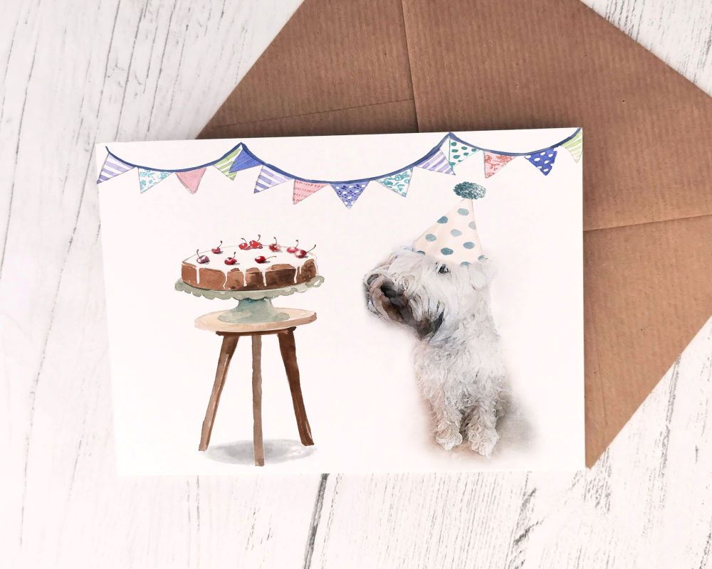 Soft Coated Wheaten Terrier Birthday Wishes Card